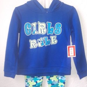HURRY! ONLY 2 LEFT! Girls Rule 2 Piece Hoodie Leggings Bundle 2T 3T NWT